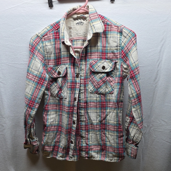 Vans Tops - Vans Red, Blue and Cream Plaid Button-Up Shirt